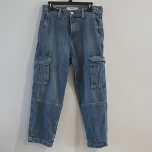 Hollister Men's Light Wash Baggy Cargo Jean Size 30